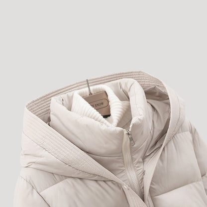 Warme Gewatteerde Dames Puffer Jas met Capuchon en Hoge Kraag