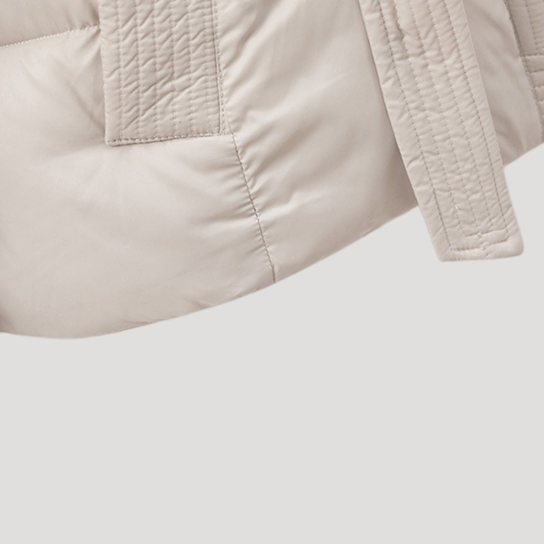 Warme Gewatteerde Dames Puffer Jas met Capuchon en Hoge Kraag