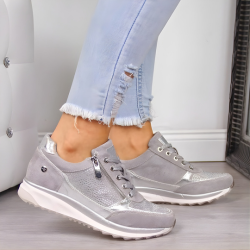 Lekkie sneakersy damskie z detalem na zamek i siateczką