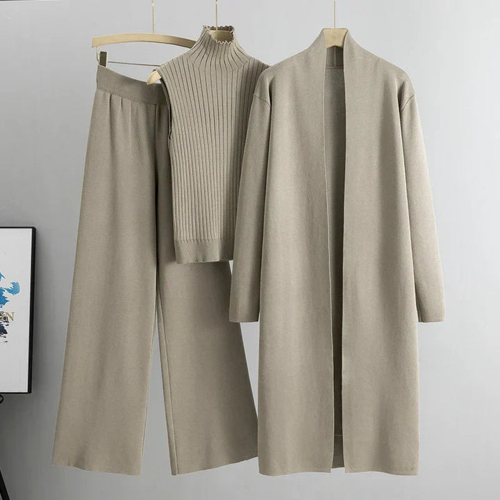 Soft and Comfortable Women's Set with Chic Long Coat