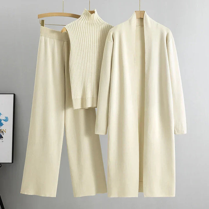 Soft and Comfortable Women's Set with Chic Long Coat