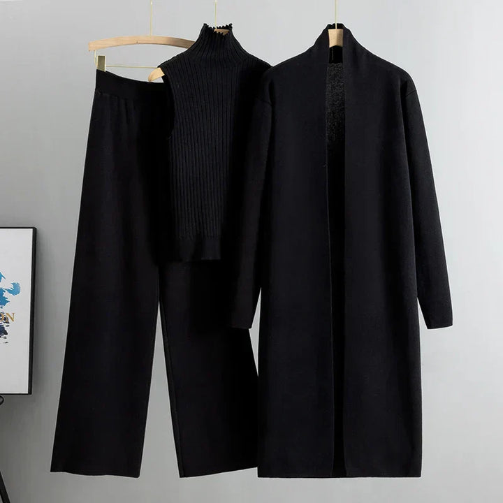 Soft and Comfortable Women's Set with Chic Long Coat