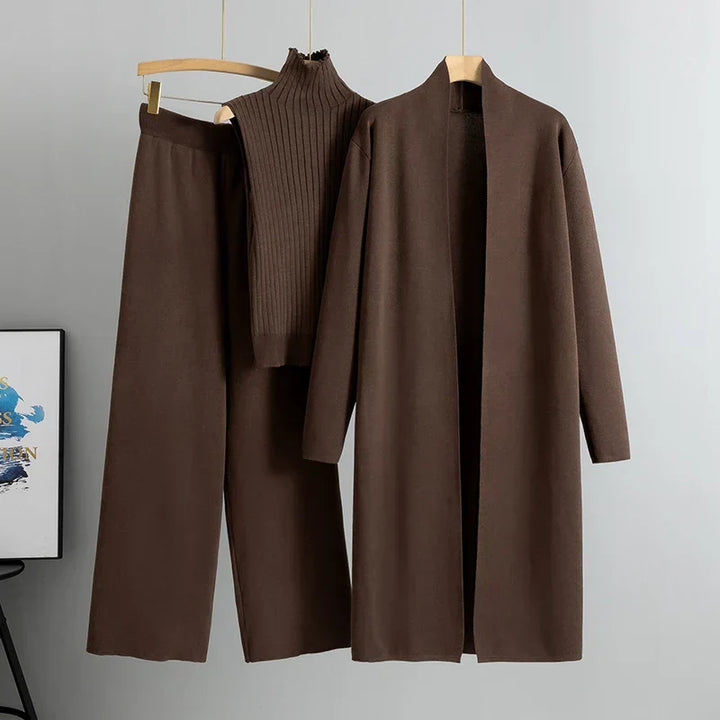 Soft and Comfortable Women's Set with Chic Long Coat
