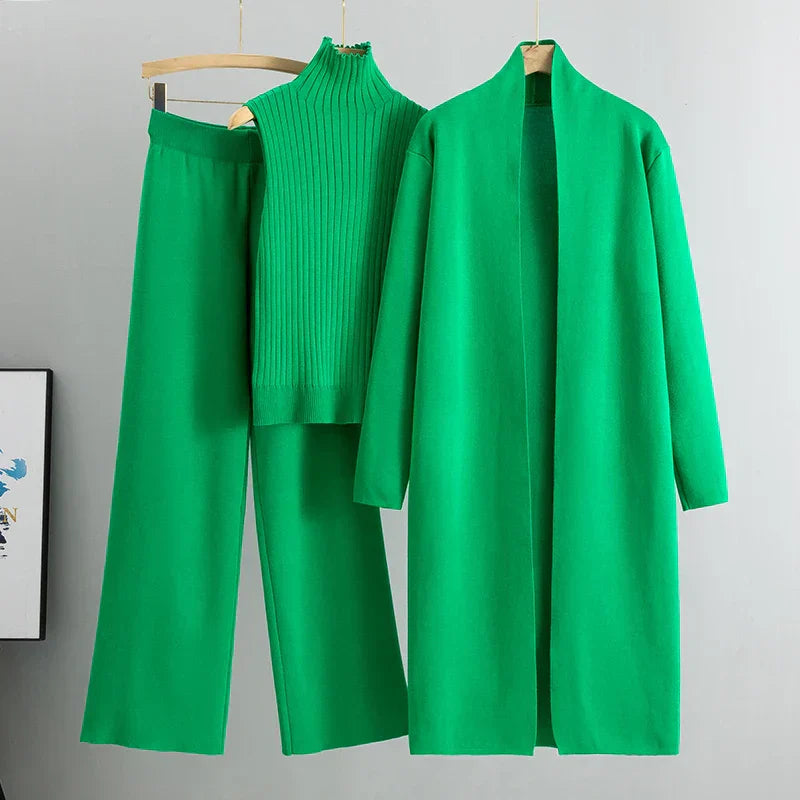 Soft and Comfortable Women's Set with Chic Long Coat