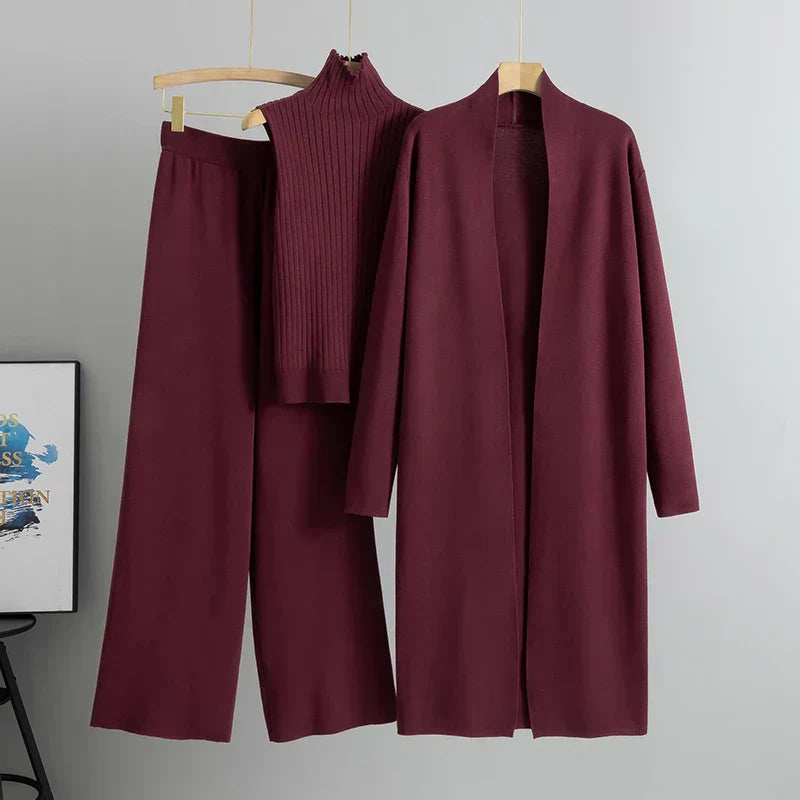 Soft and Comfortable Women's Set with Chic Long Coat