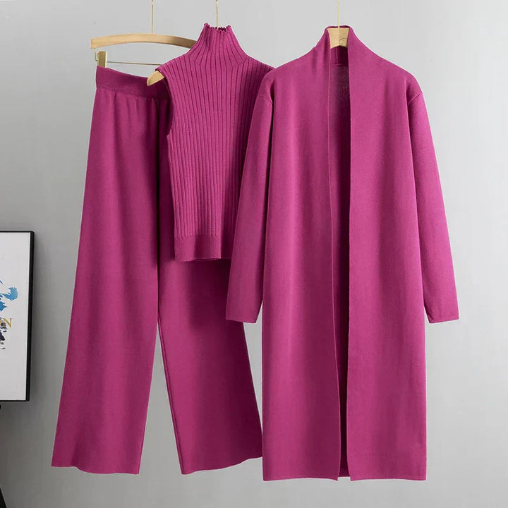 Soft and Comfortable Women's Set with Chic Long Coat