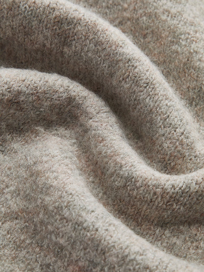 Beige Zachte Oversized Dames Wolmix Trui met Lange Mouwen