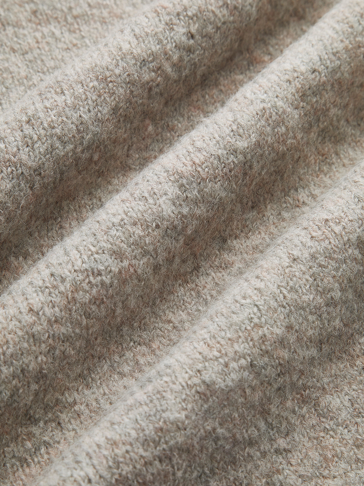 Beige Zachte Oversized Dames Wolmix Trui met Lange Mouwen