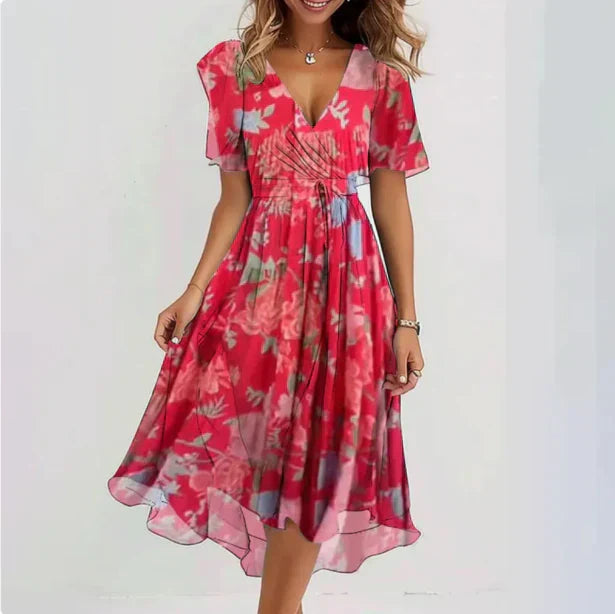 Theresia | Elegante Bloemenjurk met Zwierige Pasvorm