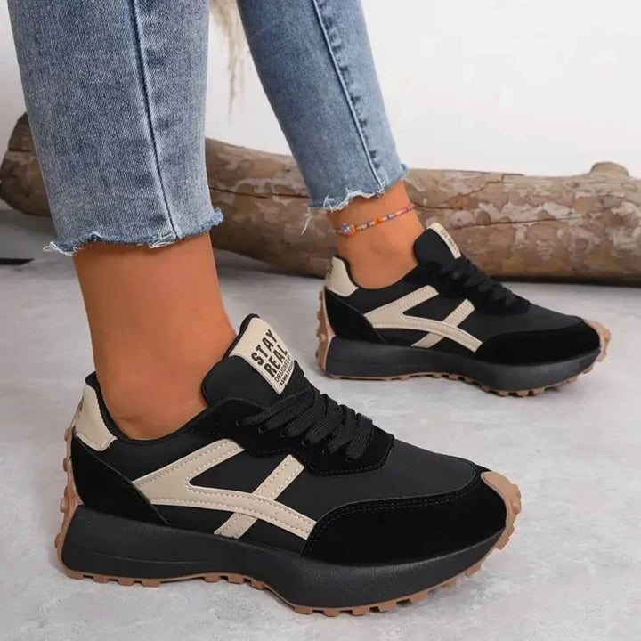 Lightweight Sneakers with Contrast Details and Laces for Women