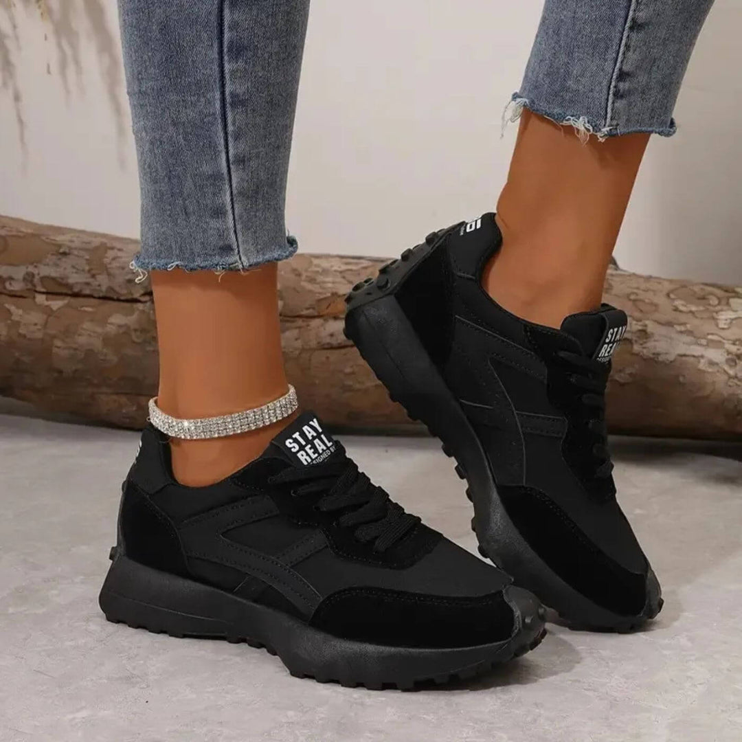 Lightweight Sneakers with Contrast Details and Laces for Women