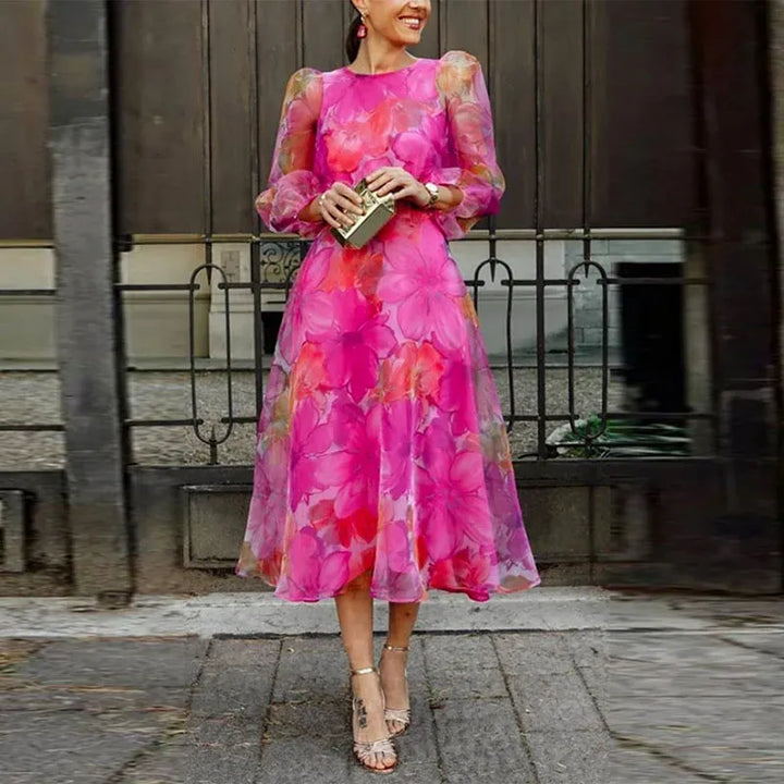Robe midi à imprimé floral pour femmes | chiffon