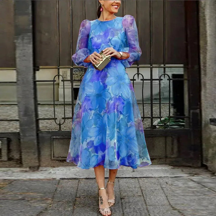 Robe midi à imprimé floral pour femmes | chiffon