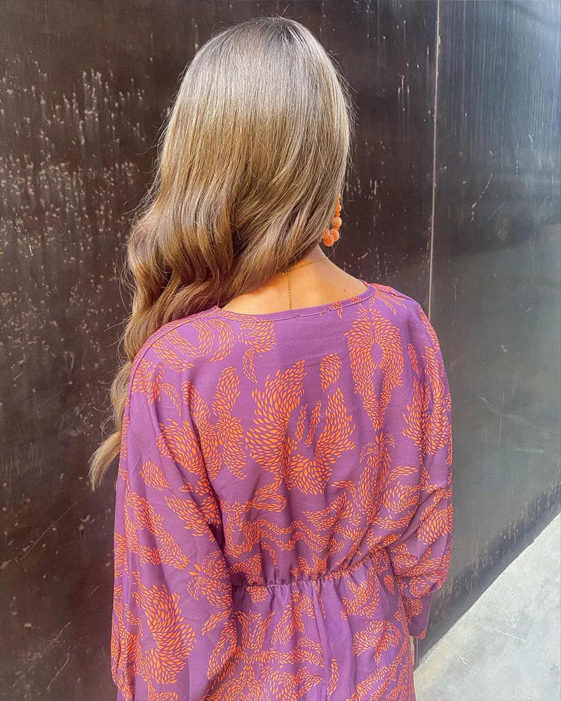 Chique en Elegante Dames Midi Jurk met Print