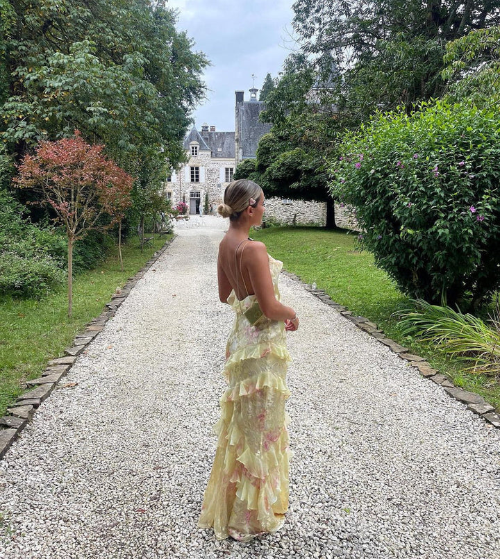 Robe Maxi Gala Élégante Femme avec Bretelles Spaghetti