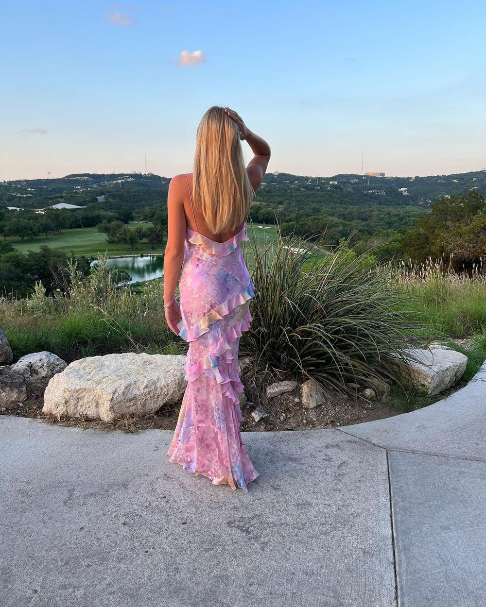 Robe Maxi Gala Élégante Femme avec Bretelles Spaghetti