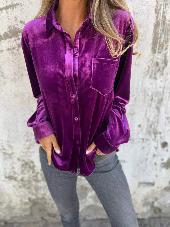 Catalyn | Satin Blouse with Glossy Look - Long Sleeve