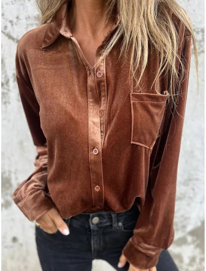 Catalyn | Satin Blouse with Glossy Look - Long Sleeve