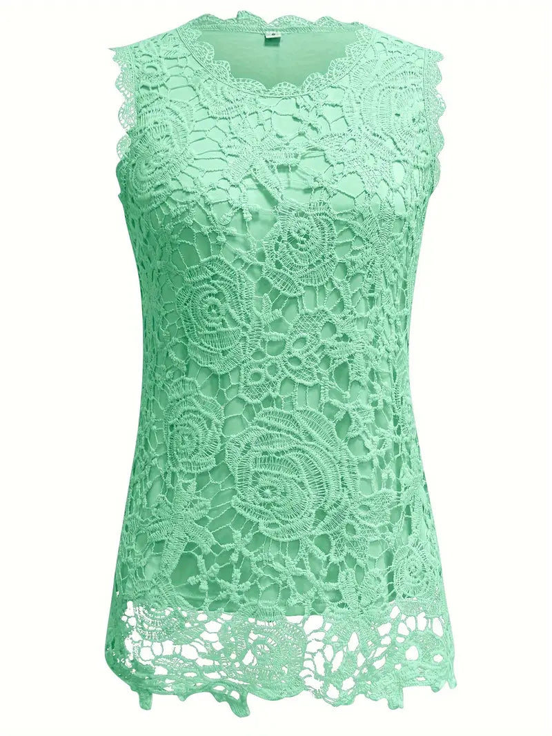 Carmen | Mouwloze Kanten Top - Zomerse