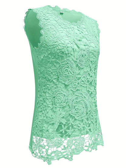 Carmen | Mouwloze Kanten Top - Zomerse