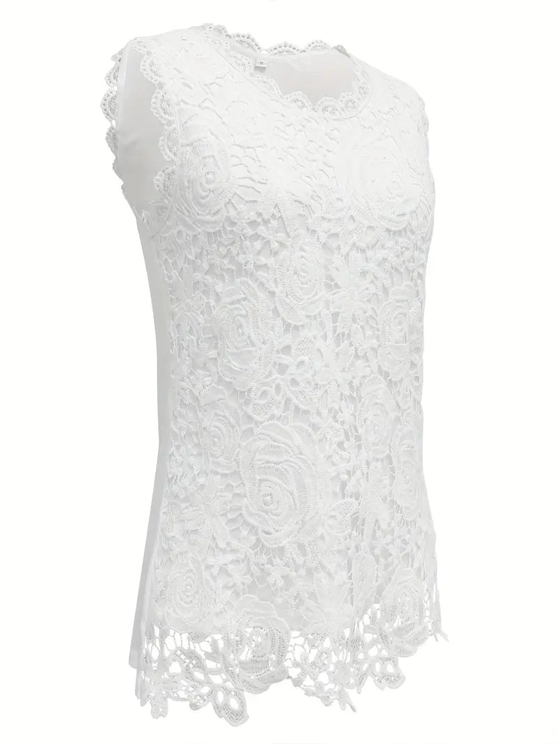 Carmen | Mouwloze Kanten Top - Zomerse