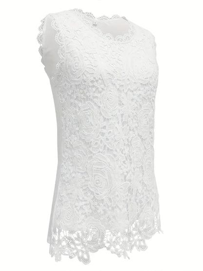 Carmen | Mouwloze Kanten Top - Zomerse