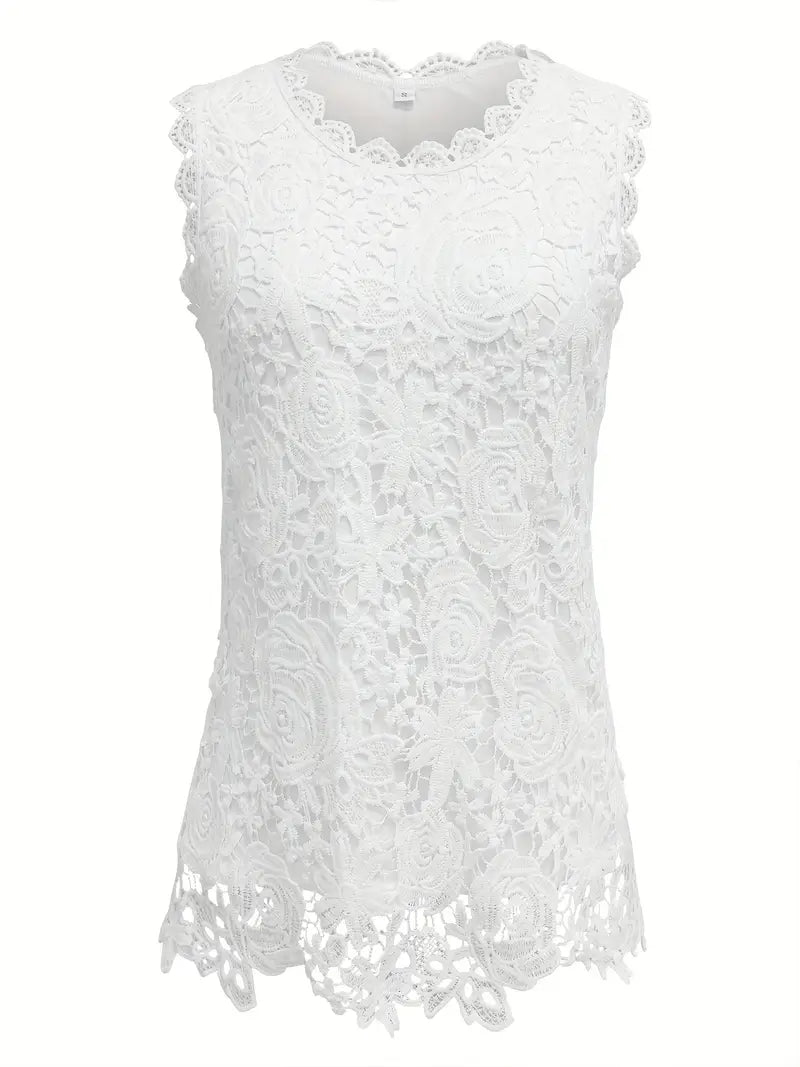 Carmen | Mouwloze Kanten Top - Zomerse