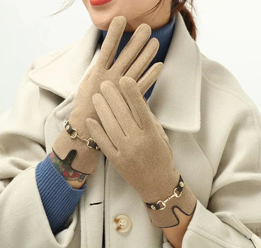 Elegante Warme Dames Handschoenen Met Ketting