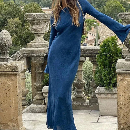 Elegante Comfortabele Dames Maxi Jurk met Lange Mouwen