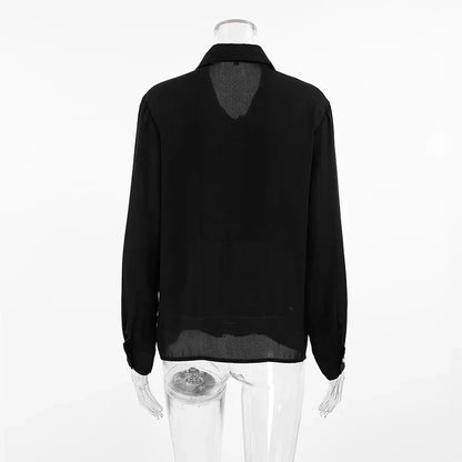 Verfijnde geplooide dames blouse met lange mouw