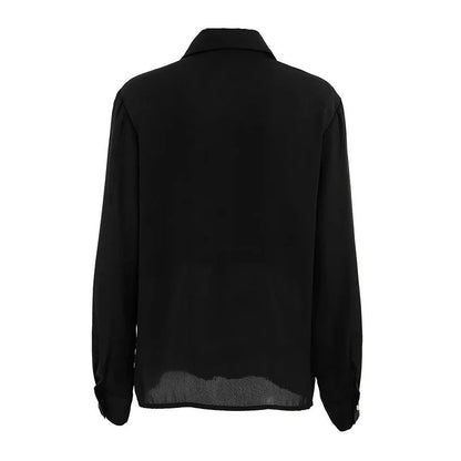 Verfijnde geplooide dames blouse met lange mouw