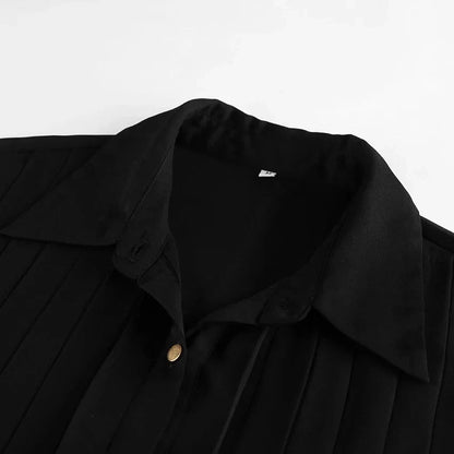 Verfijnde geplooide dames blouse met lange mouw