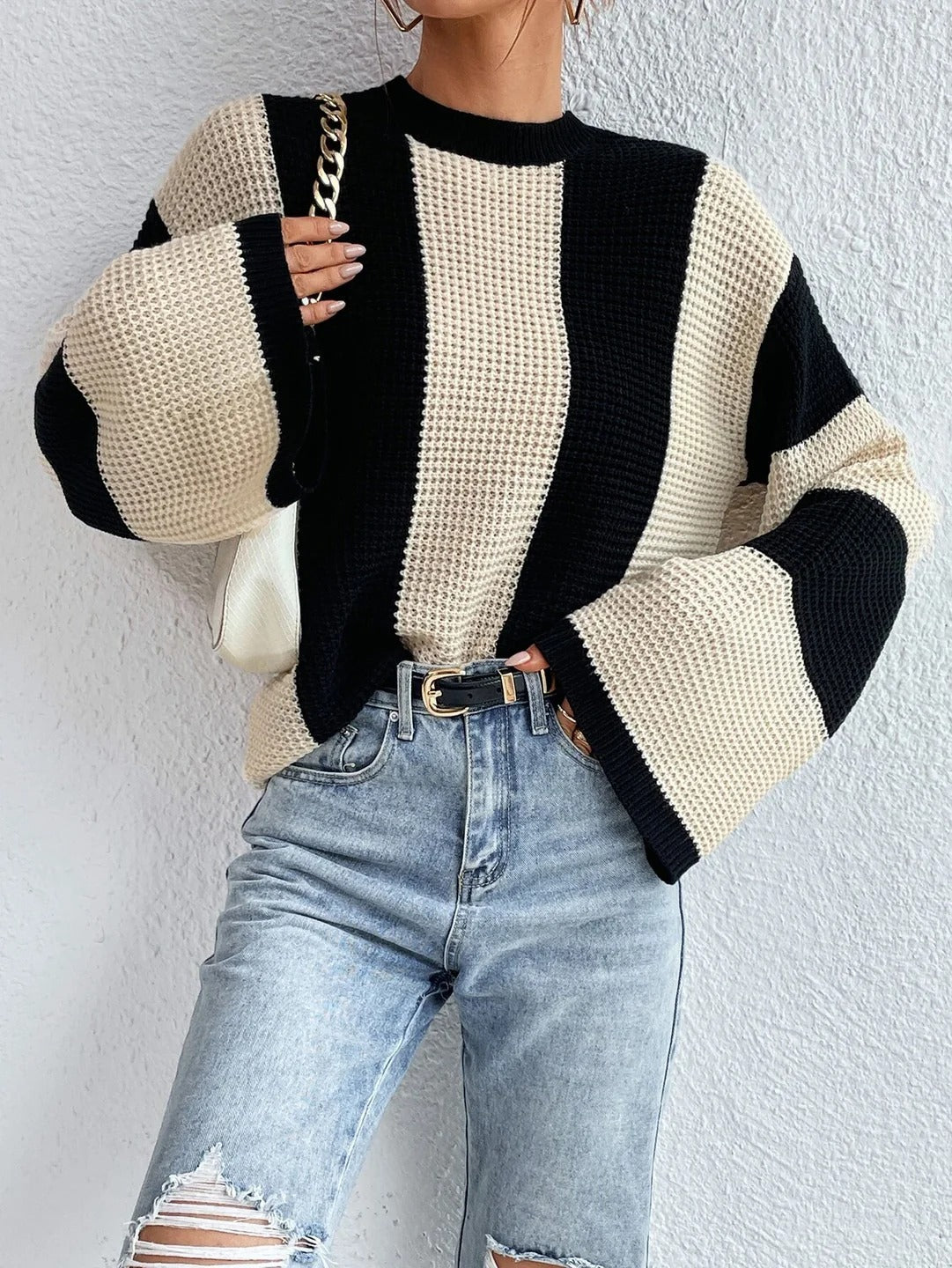 Trendy Comfortabele Dames Sweater Met Brede Mouwen