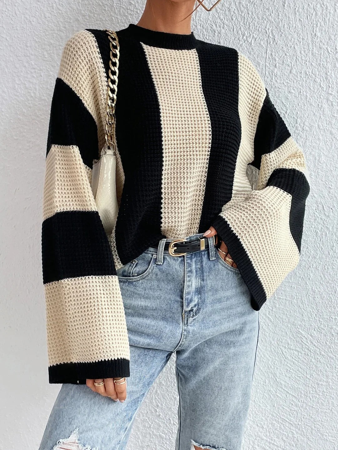 Trendy Comfortabele Dames Sweater Met Brede Mouwen