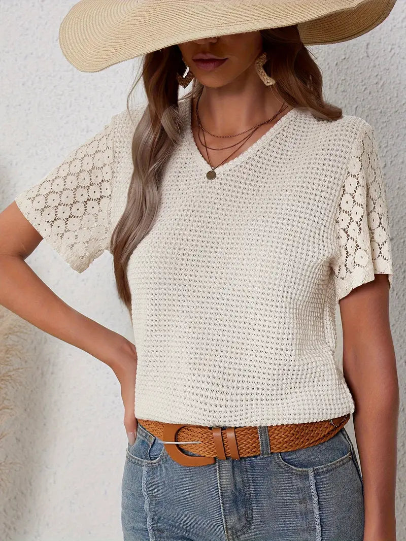 Caryna | Gebreide Zomer Top - Korte Mouw