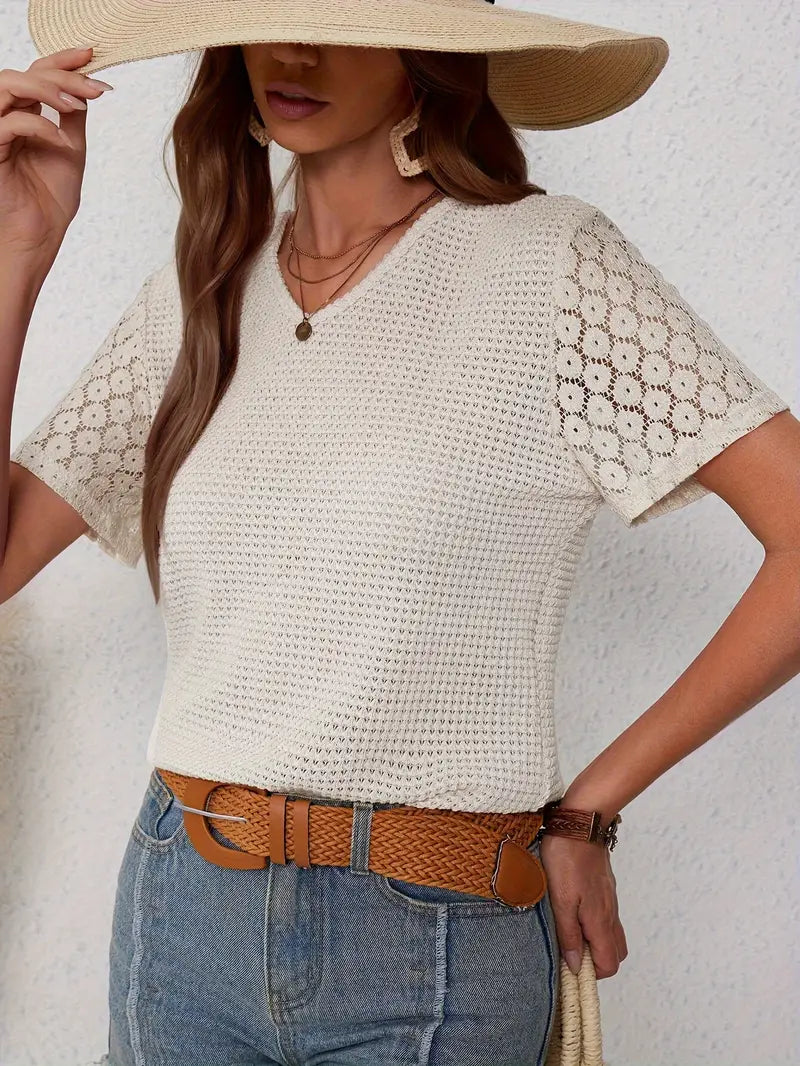 Caryna | Gebreide Zomer Top - Korte Mouw