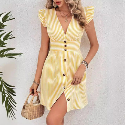 Zomerse mini jurk voor vrouwen | V-hals