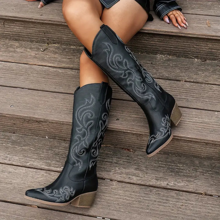 Stylish High Cowboy Women's Boots with Heel