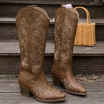 Stijlvolle Hoge Cowboy Dames Laarzen met Hak