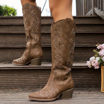Stijlvolle Hoge Cowboy Dames Laarzen met Hak