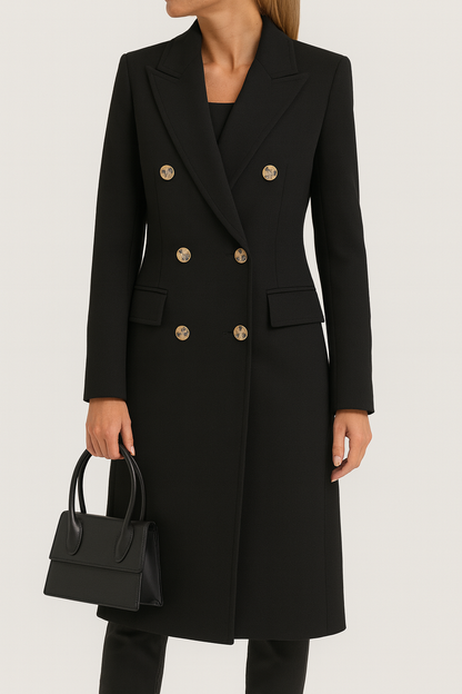 Luxe Dames Trenchcoat Winterjas met Dubbele Knopen