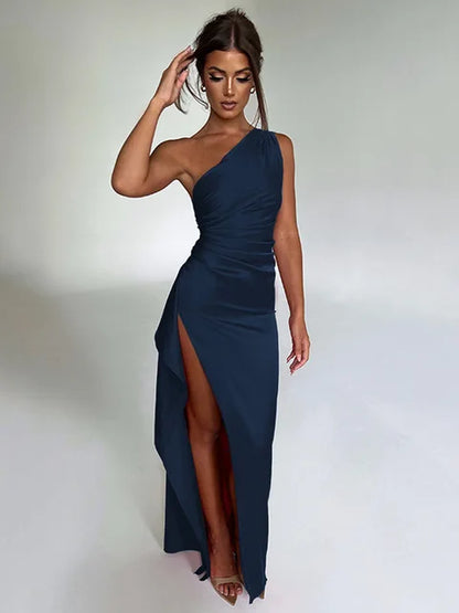 Liz | Luxe One-Shoulder Avondjurk met Hoge Split