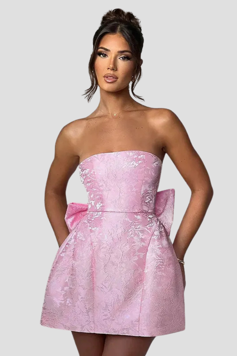 Yanci | Luxe Strapless Mini Jurk met Strikdetail