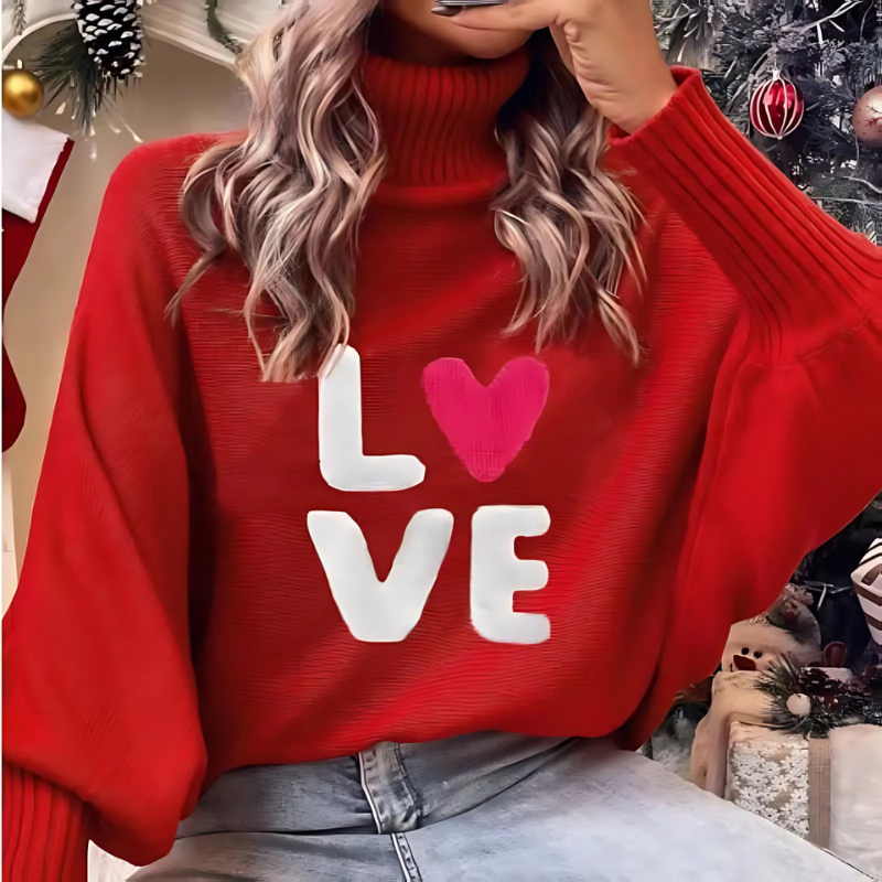Trendy Dames Coltrui met Love print en Lange Mouwen