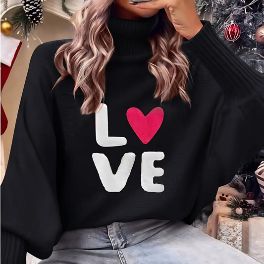 Trendy Dames Coltrui met Love print en Lange Mouwen