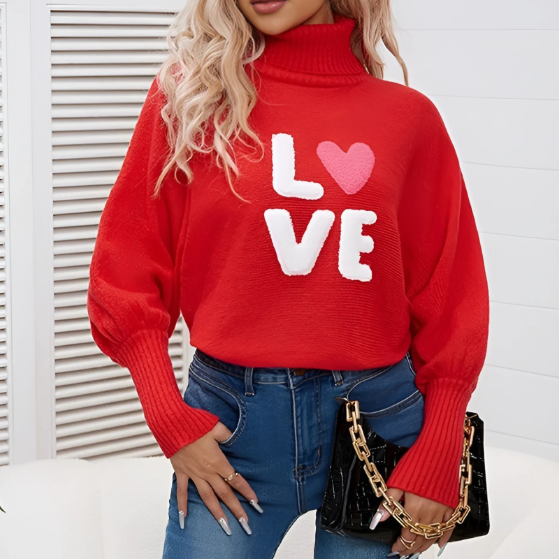 Trendy Dames Coltrui met Love print en Lange Mouwen
