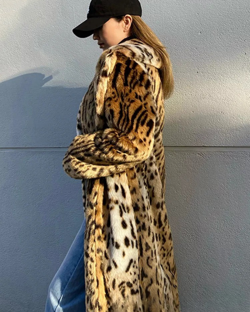 Luxe Faux Fur Jas met Panterprint voor Vrouwen