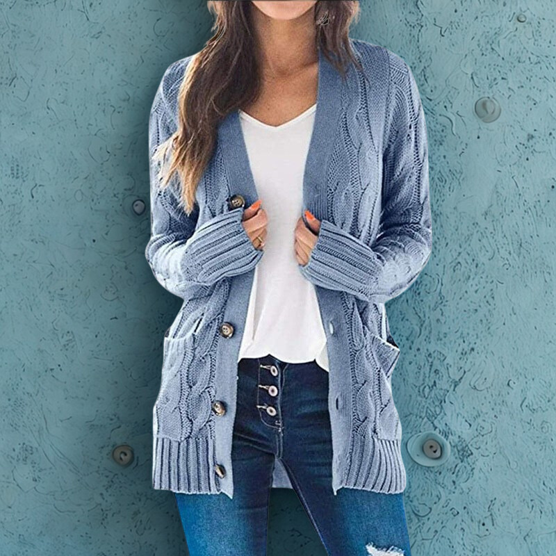 Zachte Dames Cardigan met Knoopsluiting en Zakken