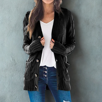 Zachte Dames Cardigan met Knoopsluiting en Zakken