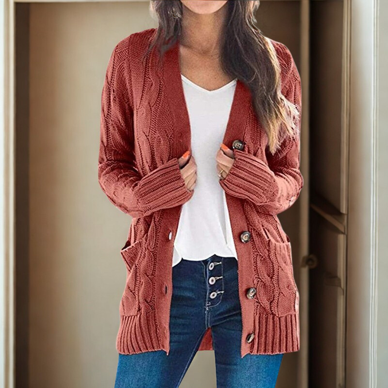Zachte Dames Cardigan met Knoopsluiting en Zakken